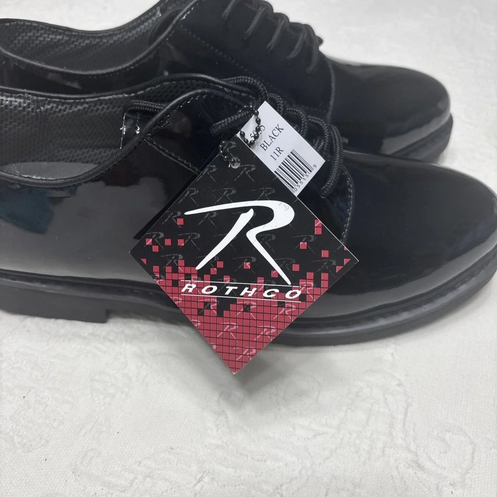 Rothco Black High Gloss Shiny Oxford Uniform Shoes Military Army Duty Shoe Sz 11